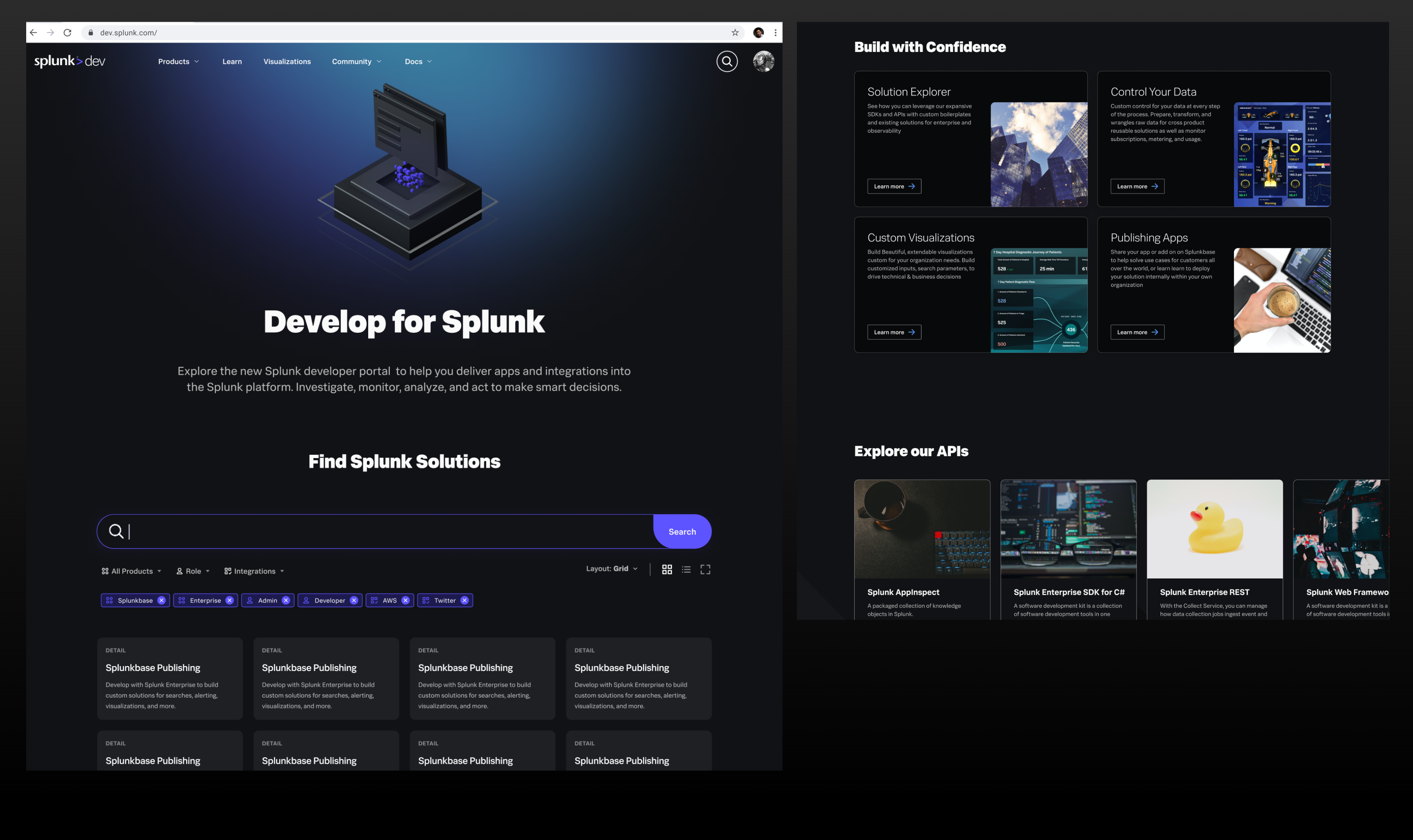 Splunk Developer Portal screenshot